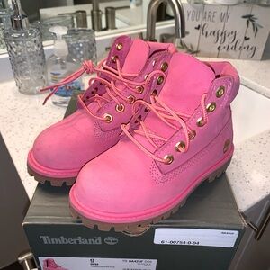 Pink/gold Timberland boots size 9c